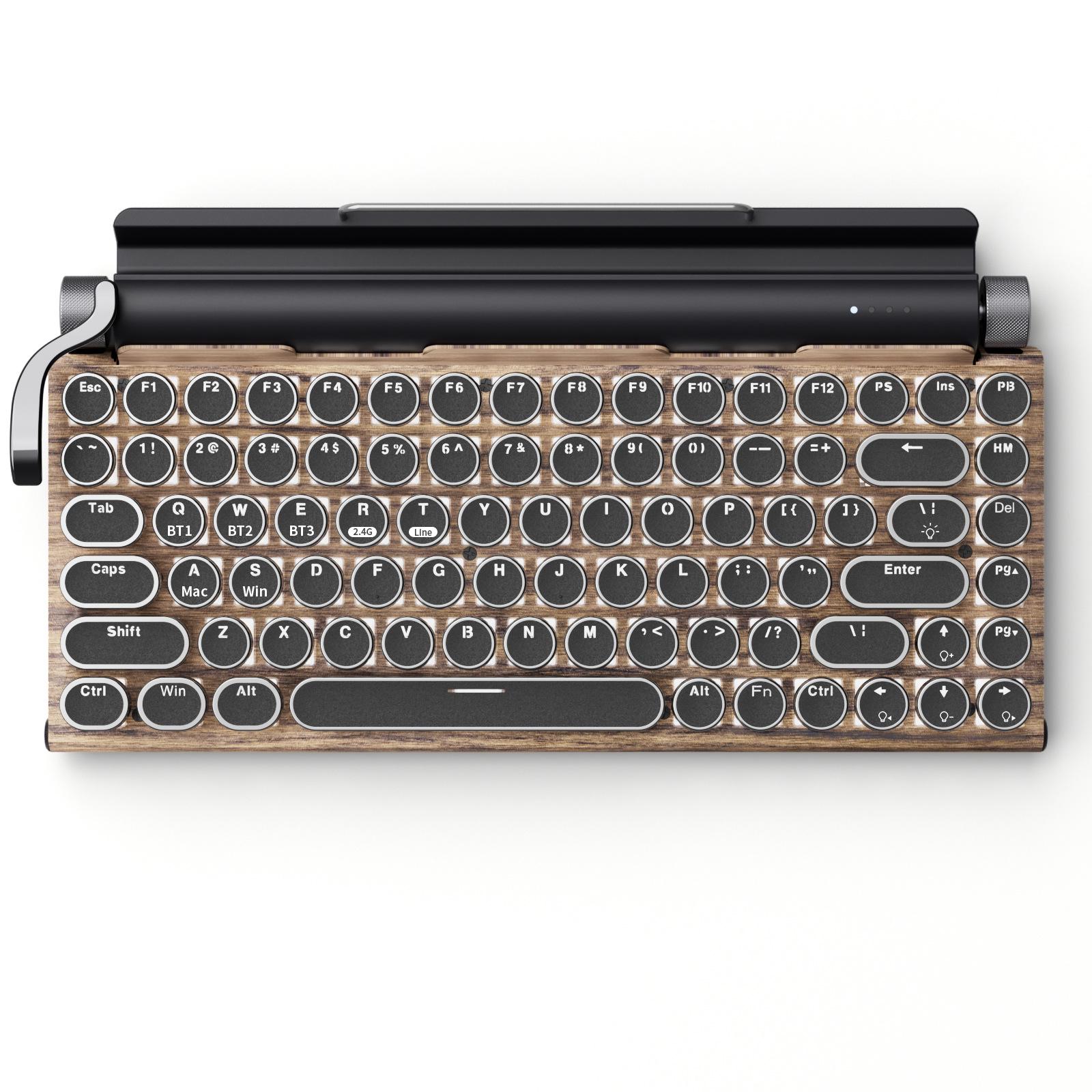 

Retro Punk Mechanical Gaming Keyboard: Wired/Wireless Bluetooth with Blue Switch