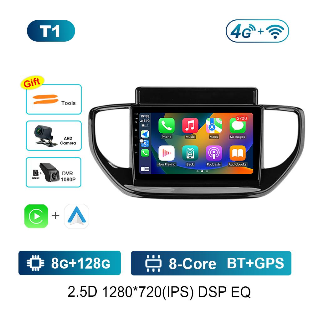 9 Inch DSP Stereo Car Radio Multimedia Player for Hyundai Solaris 2 II 2020 - 2021 GPS Navi Android OS 4G BT WiFi Auto Tools
