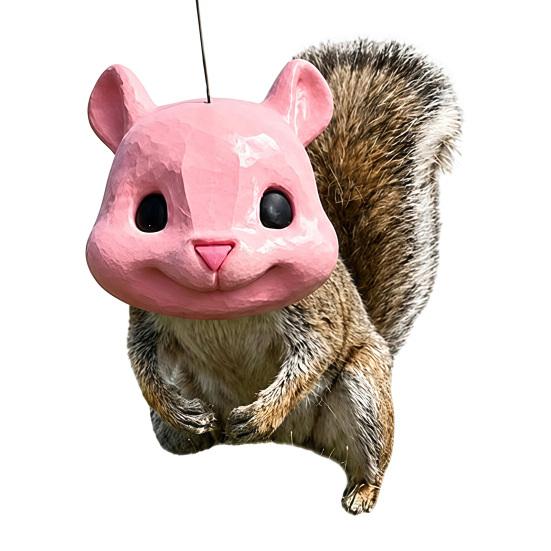 Squirrel Feeder Outdoor with Creative Simulated Head Design Durable 3D Printed Hanging Wildlife Feeding Station for House Backyard Trees and