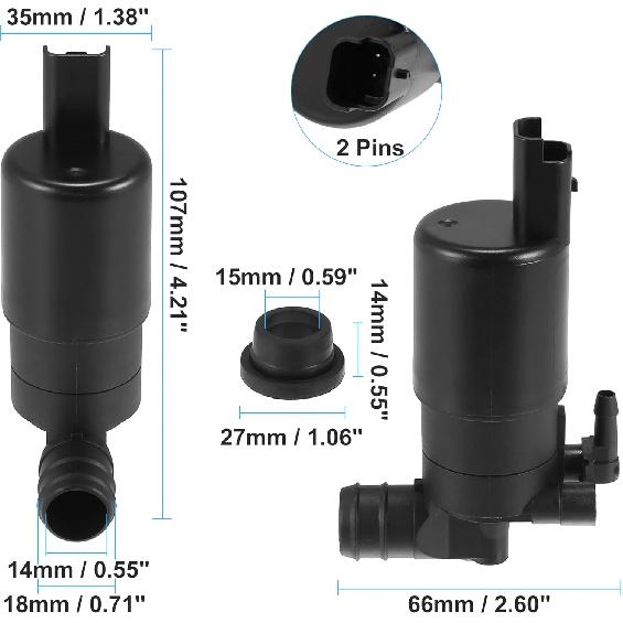 ACROPIX Windshield Washer Motor Pump Fit for Nissan Titan - Pack of 1 Pcs Black