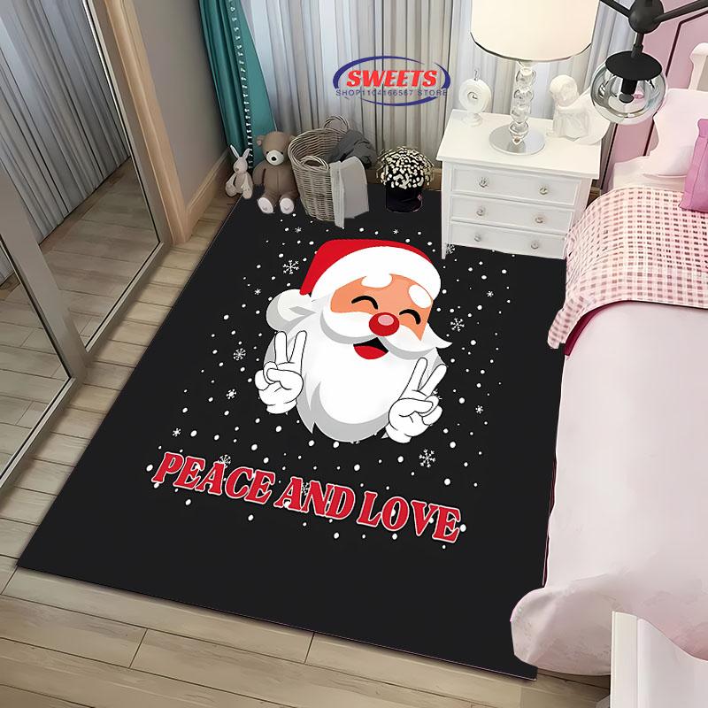 Weihnachten und Lustiger Weihnachtsmann Cartoon Teppich, Wohnzimmer Schlafzimmer Zuhause Fußmatte Teppich Küche Kinderzimmer Matte Weihnachtsgeschenke