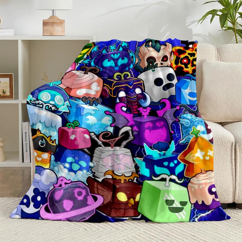 1PC Colorful Cube Creatures Flannel Blanket Gift, Suitable for Both Men And Women, Soft Ideal for Beds And Sofa, Birthday Or Christmas Gift
