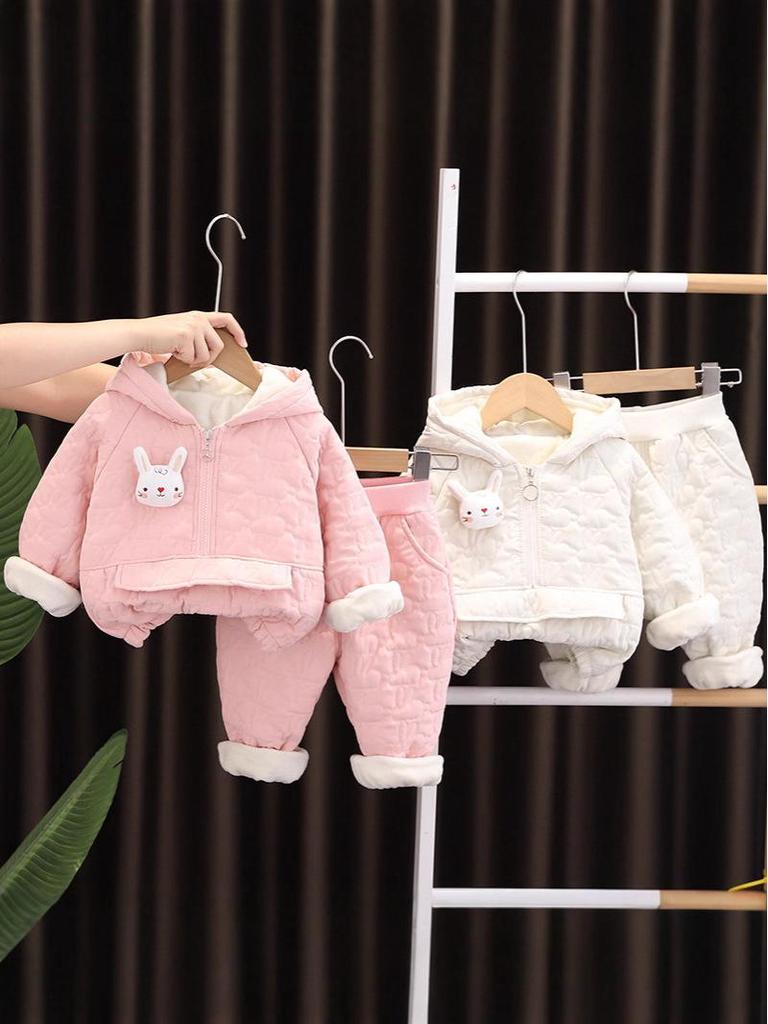 Winter 2025 Baumwolljacke mit Fleecefutter und Anzug-Set für Mädchen, Kleinkinder und Kleinkinder