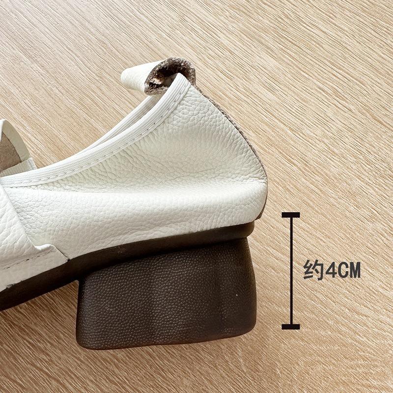 The first layer of soft cowhide soft sole bag head women's shoes retro shallow mouth single shoes new non-slip casual and comfortable