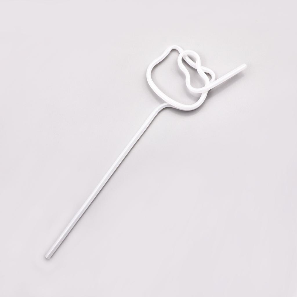 2PCS Cartoon Cat Head Straw