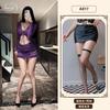 Sex underwear, sexy purple mesh, perspective free-to-take hip skirt, pure desire wind robe set A