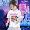 Onda Coreana KPOP Hunters Stampa Cartone Animato Outfit Genitore-Figlio Rumimila Zoyi T-shirt a Maniche Corte per Bambini