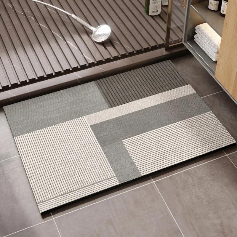 Absorbent Diatom Mud Floor Mat Non-Slip Bath Rug Quick Drying Toilet Doormat Soft Bathroom Carpet for Shower