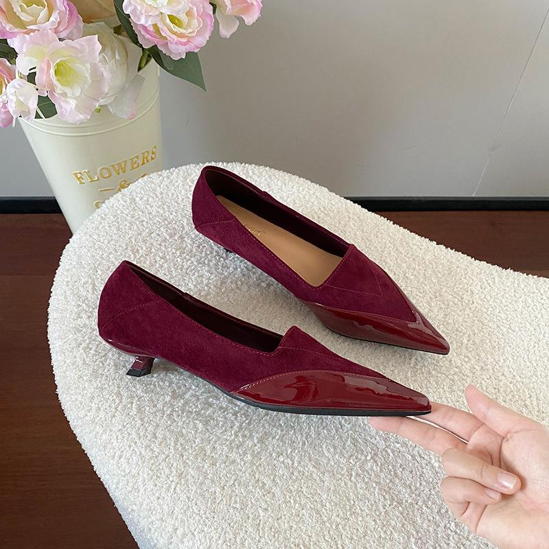 

Spring and Autumn new pointed head color matching fine heel versatile fashion women s single shoes commuting ankela red high heels women 35