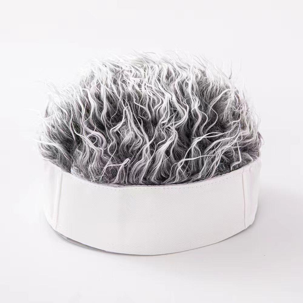 Men s Winter Wig Cap One-Piece Hat Women s Landlord Hat Trendy Melon Skin Hat Hip-Hop Hat Hip-Hop Style White gray fur