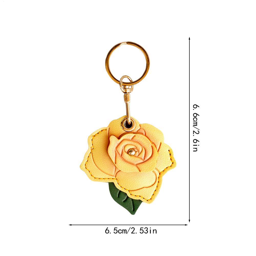 Rose Keychain PU Leather Rose Fashion Purse Accessories Backpack Floral Pendants For Cell Phone Wallet Backpack Tote