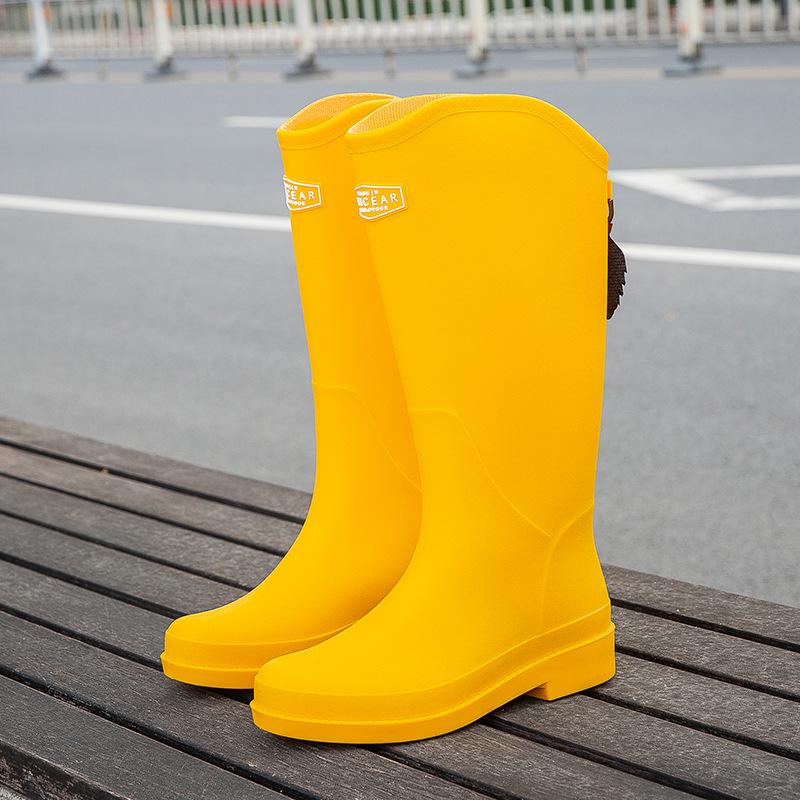 Women's Durable Waterproof Red Rain Boots - High-Top, Non-Slip, Soft-Soled for Outdoor Mountain Climbing