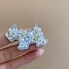 Dog Rhinestone Hairpin Cute Cute Puppy Hair Clip Fashion Pearl Flower Hair Clip  Female