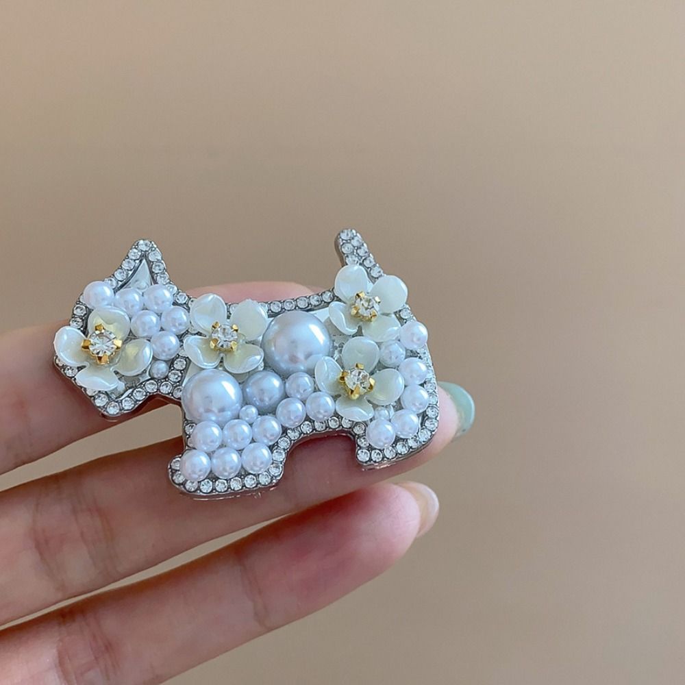Dog Rhinestone Hairpin Cute Cute Puppy Hair Clip Fashion Pearl Flower Hair Clip Female