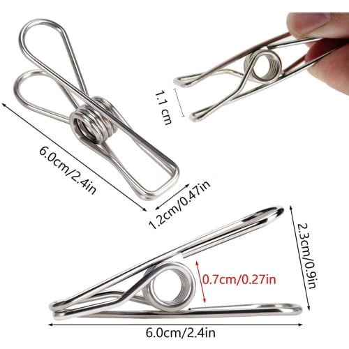 Skroad Clothespins, Rust-Resistant Stainless Steel Windproof Clothespins, 100-Pack, Strong Grip Clothespins for Indoor and Outdoor Use, Clothes Drying