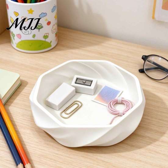 Stylish Gift for Desk Organization 3D Printed Swirl Geometric Decorative Tray, Desktop Storage Dish, Multifunctional Modern Art Style Tidy Trinket