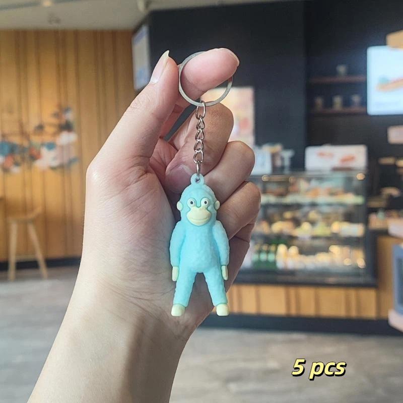 5Pcs Creative Protect Punch The Monkey Keychain Cute Gorilla Decor Hanging Keychain Anime Peripherals Toy Birthday Gifts