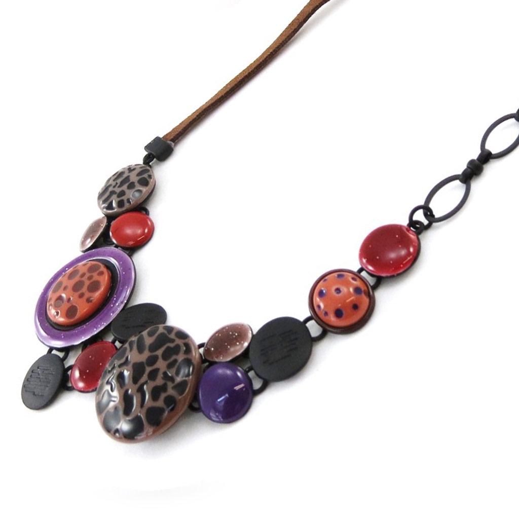 NOA [J2169] - Collier Créateur 'Safari' marron violet