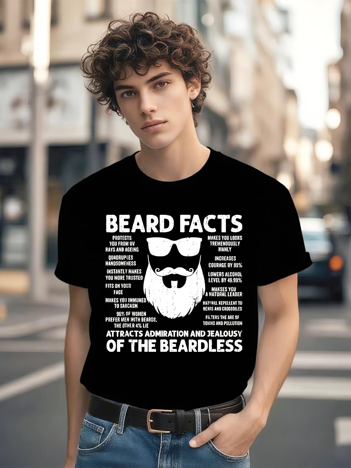 Funny Tshirt Funny Beard Facts Tshirt for Men - Beard Fac... L