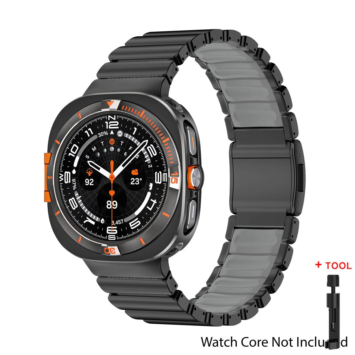 

Metal Case+Titanium Rubber Strap+= For Samsung Galaxy Ultra 2025 Metal Magnetic Business Alloy+PC Hard Cover Watch 7 Ultra 47mm Galaxy Ultra 2025