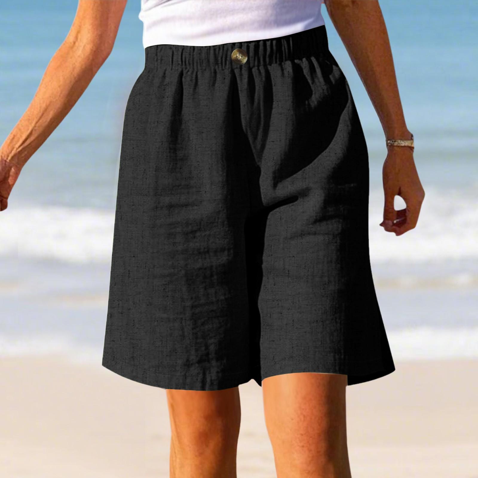 

Женские свободные повседневные шорты с высокой талией и бантом, эластичные клетчатые шорты повседневные шорты M чёрный