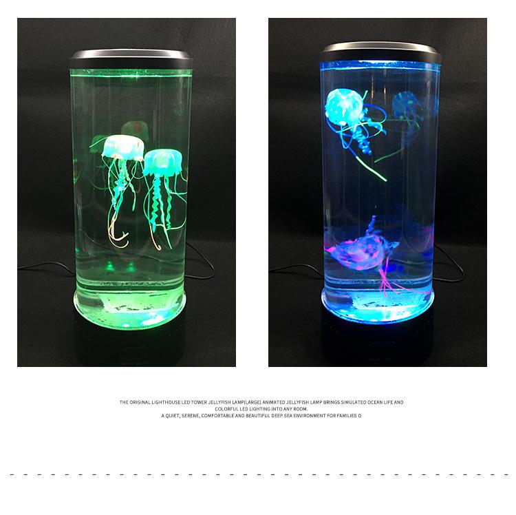 Creative Medium-Sized LED Jellyfish Mood Light - USB Powered, Color-Changing Cylindrical Lamp