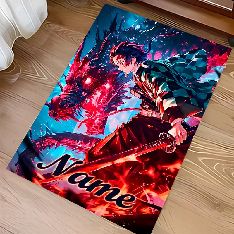 Custom personalization Demon Slayer Tanjiro Print Area Rug - Soft, Washable Non-Slip Indoor Mat,Living Room,Home&Office Decorative Rug