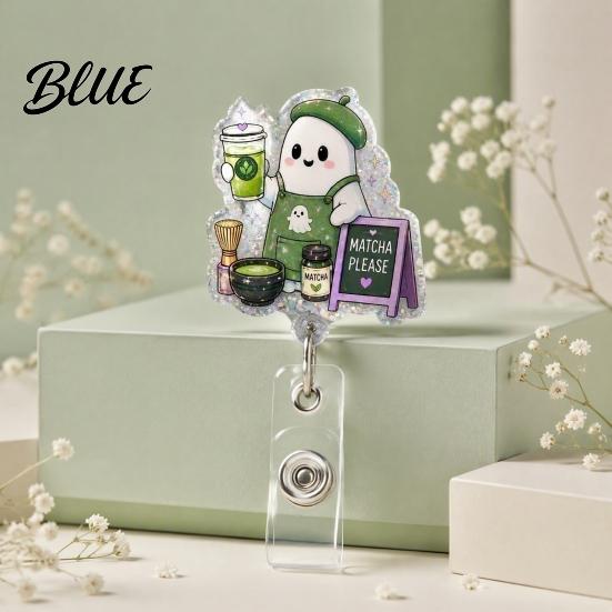 Pumpkin Badge Holder Halloween Retractable Reel Ghost Black Cat And Design Cute Reel 360 Degree Rotating Acrylic ID for Nurses Office Staff