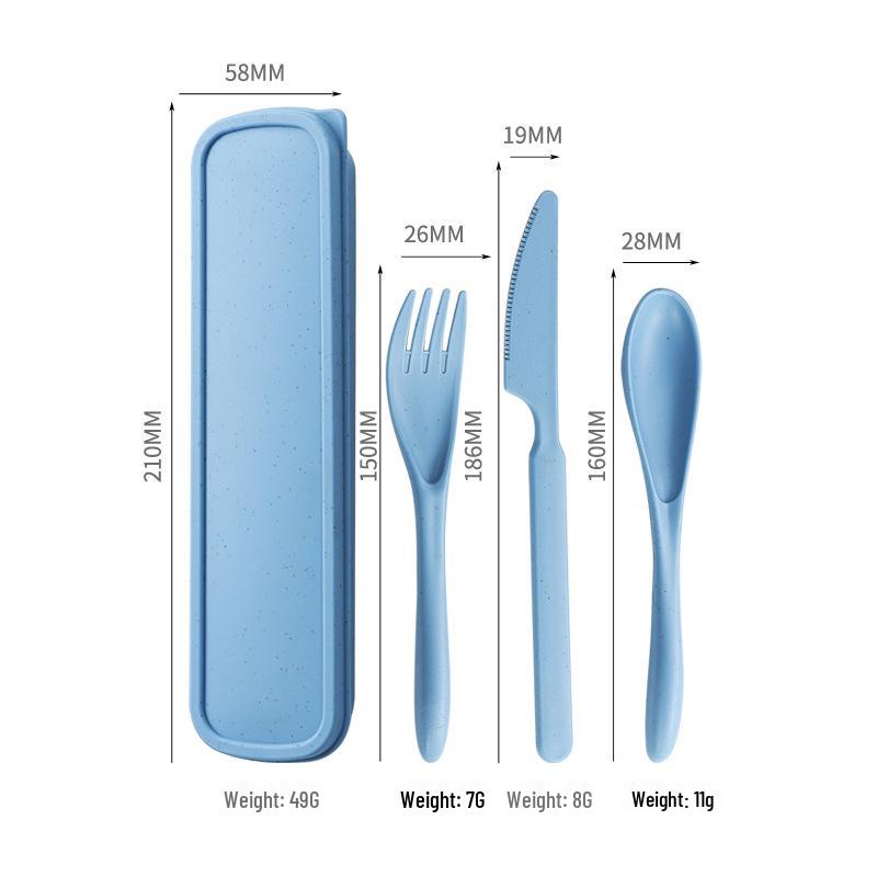 Wheat Straw Travel Cutlery Set: Knife, Fork, Spoon with Storage Box