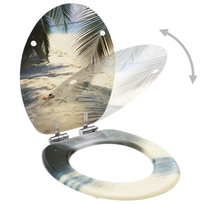 VidaXL Siège WC avec couvercle à fermeture en douceur MDF Plage