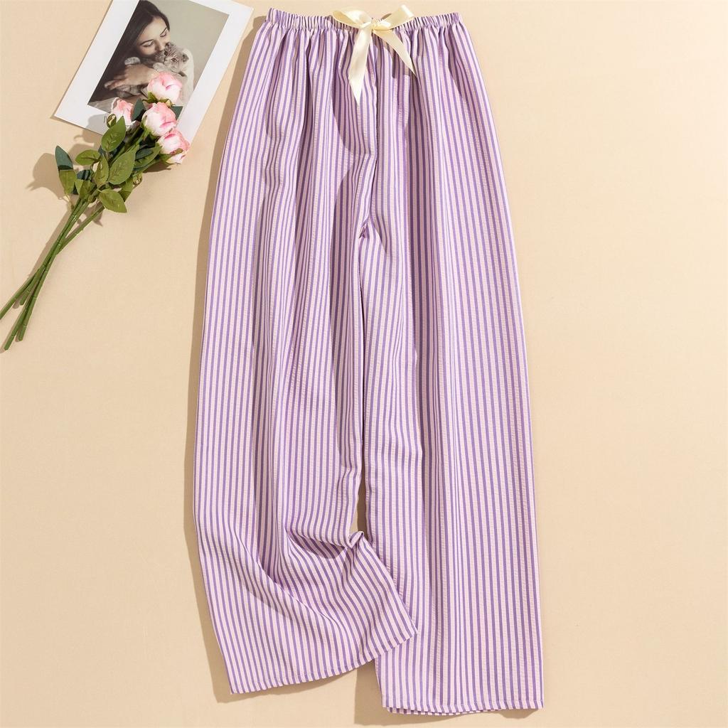 Women's Casual Fashion Sleep Pants Striped Loungewear Pants Wearable As Outerwear High-Waisted Pants