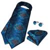 Vintage Ascot Tie for Men Casual Tie for Men Silver Grey Cravat Ascot Paisley Tie Hanky Cufflink Set
