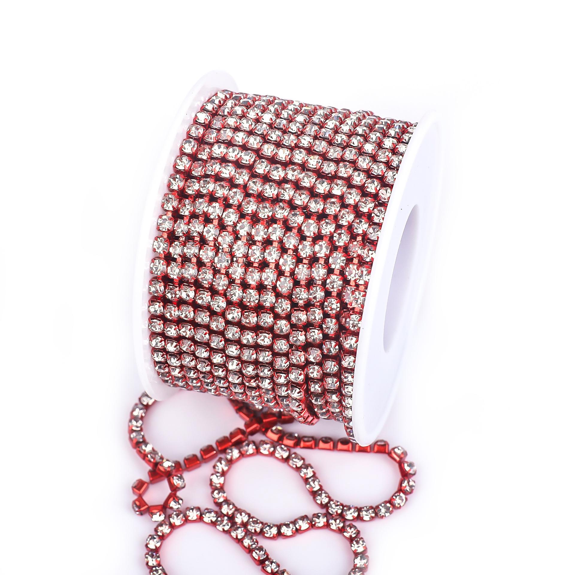 

Мягкая серебряная/золотая красная AB белая бриллиантовая стразовая цепочка для украшения одежды (СС4.5-СС18) 2mm 5 yards