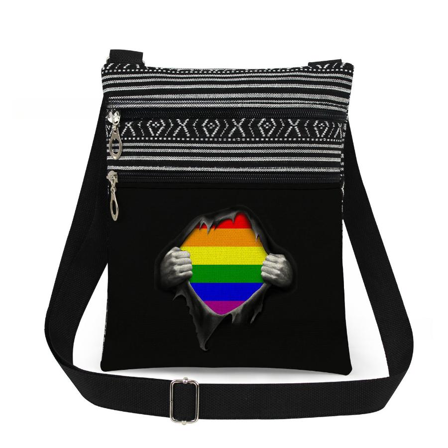 

1PC Rainbow heart Print Tote Bags Women Shoulder Handbags Postman Package 6928