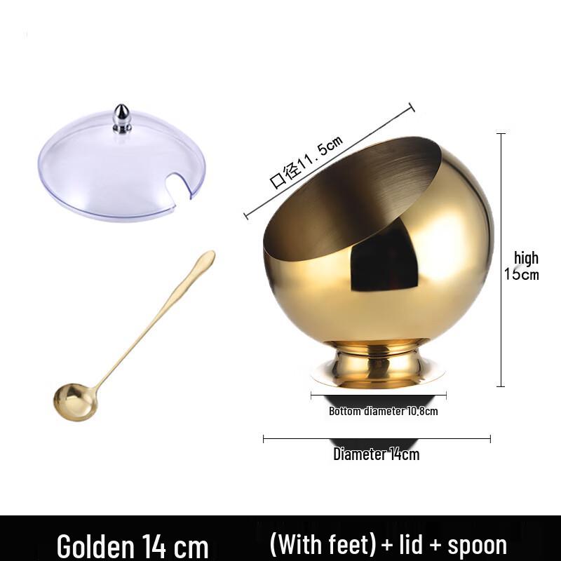 

Gold Stainless Steel Spherical Sauce Bowl with Feet