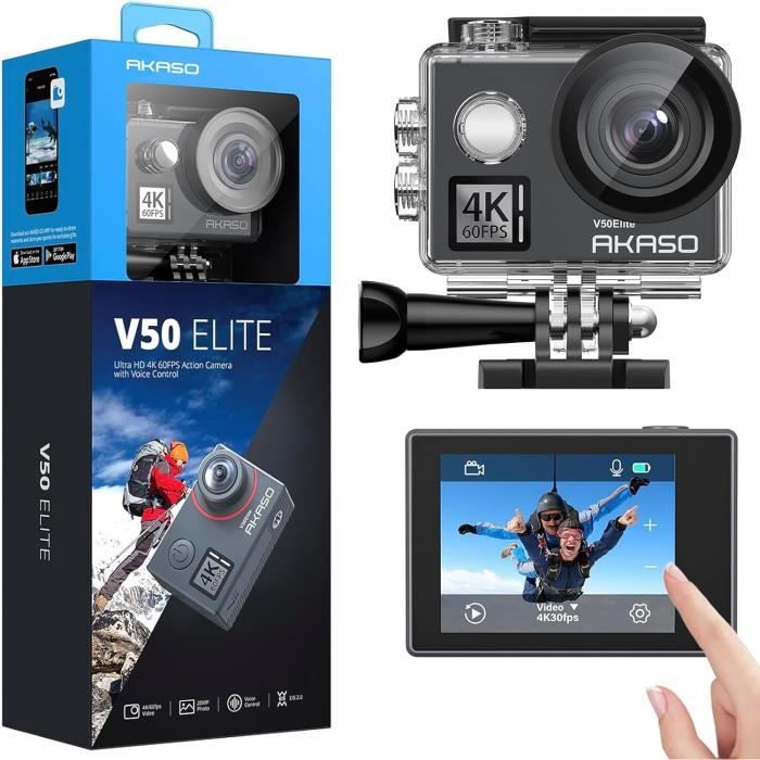 Caméra Sport - AKASO - V50 Elite - 4K 60fps - 20MP - Étanche jusqu'à 131 pieds