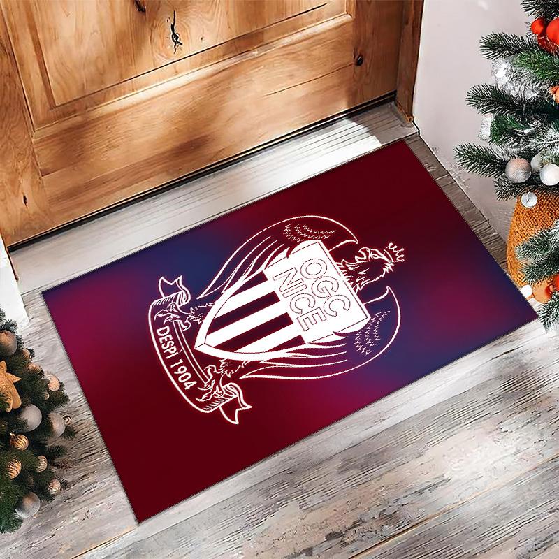 OGC Nice FC Soccer Football Pattern Soft Area Rug Non Slip Indoor Floor Carpet Sports Decor Mat for Bedroom