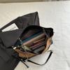 Trendy Suede Diamond Pattern Vintage Chain Bucket Bag Contrast Color Shoulder Bag Handbag