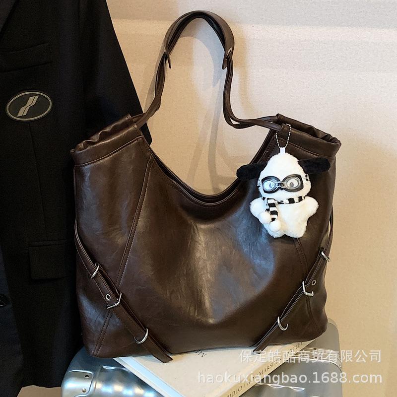Autumn and Winter Retro Large-capacity Bag Women's 2025 New Trendy Fashion Korean Version Tote Bag Simple Shoulder Bag Commuter Bag