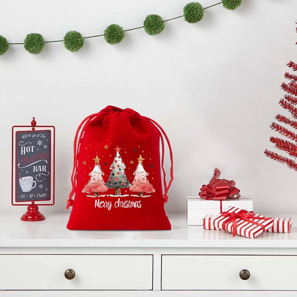 Christmas Velvet Bag, Claus Bag, Children's Gift Bag, Large Christmas Decoration, Drawstring Bag