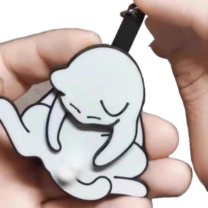 1-40PCS Creative Pull Play Egg Cat Keychain Pendant Cute Rotatable Acrylic Bag Pendant for Women Keyring Purse Car Accessories