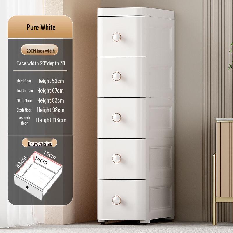 Slim Plastic Multi-Layer Storage Cabinet with Drawers for Kitchen and Bathroom
