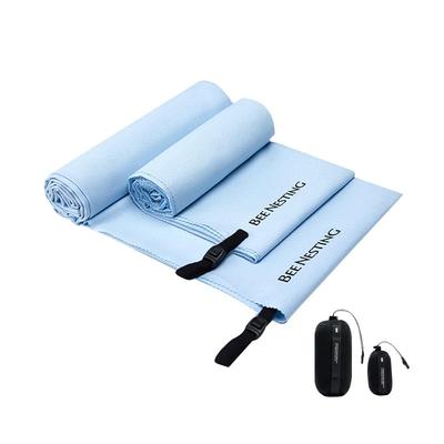 BeeNesting 2-teiliges Set ultraleichter, schnelltrocknender Handtücher aus Mikrofaser mit kompakter Aufbewahrungstasche, Sporthandtücher für Yoga, 2-teilig, M&S