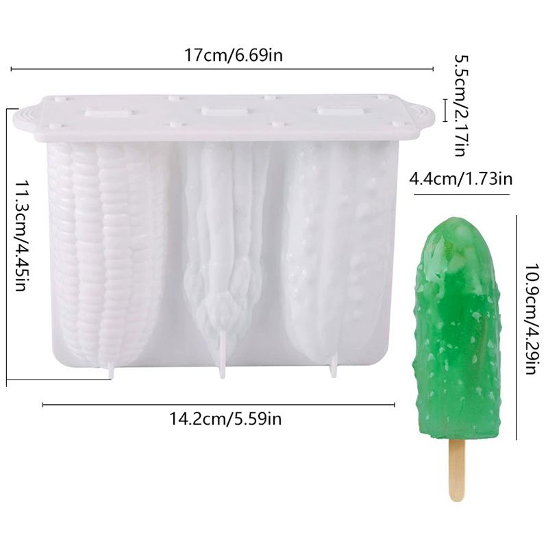 

Креативные формы для эскимо в виде кукурузы, спаржи и огурца, 3 штуки, силиконовые формы для эскимо, не содержащие БФА, форма для мороженого, легко извлекаемая белый