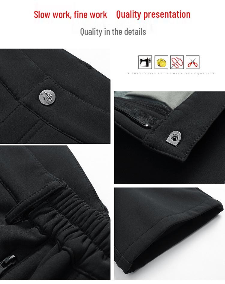 Men's Fleece-Lined Softshell Hiking Pants - Windproof, Warm, and Wear-Resistant for Outdoor Use