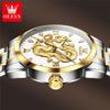 OLEVS Mens Watches Top Brand Luxury China Loong Dragon Dial Gold Quartz Watch for Men Waterproof Luminous Date Fashion Wacth Men