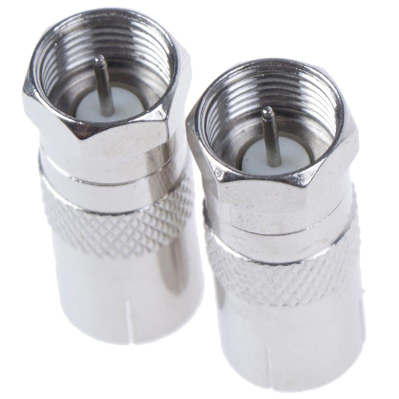 2Pcs F Type Male Plug Connector Socket To Rf Coax Tv Aerial Female Rf Adapters