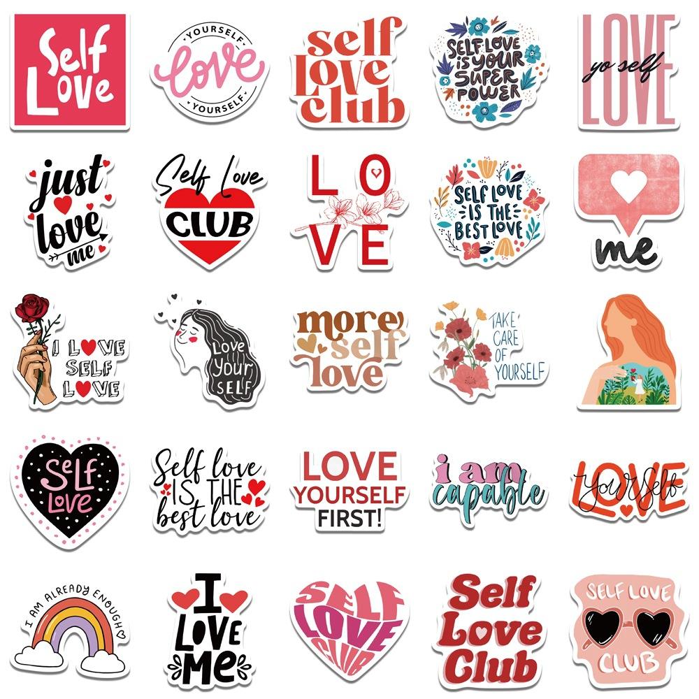 50pcs Self Love Inspirational Words Stickers Graffiti Motivational Quotes for Adults Laptop Phone Bottle Luggage Bottle Decals