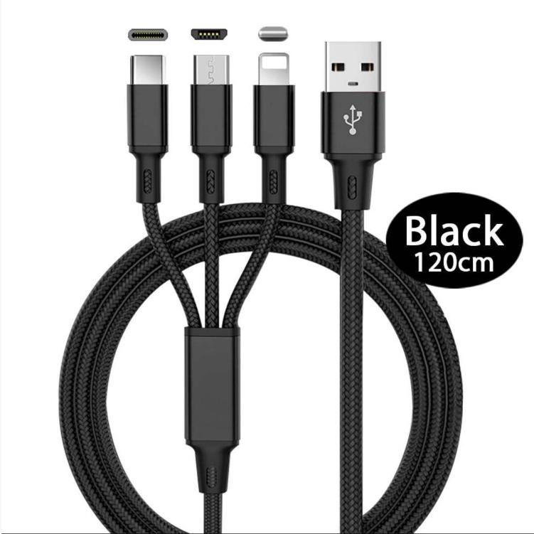 2025 3 In 1 Fast Cable for Mobile Phone Fast Charger MicroUSB Cable Type C Android Charger Cable for lPhoneThree Data Charge Cable