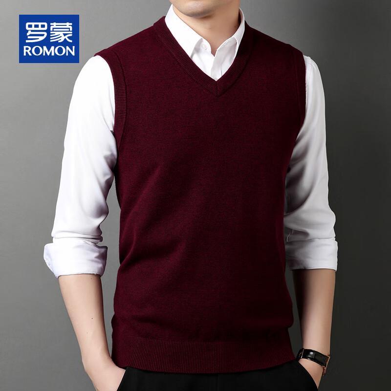 ROMON Men's V-Neck Knitted Business Casual Vest